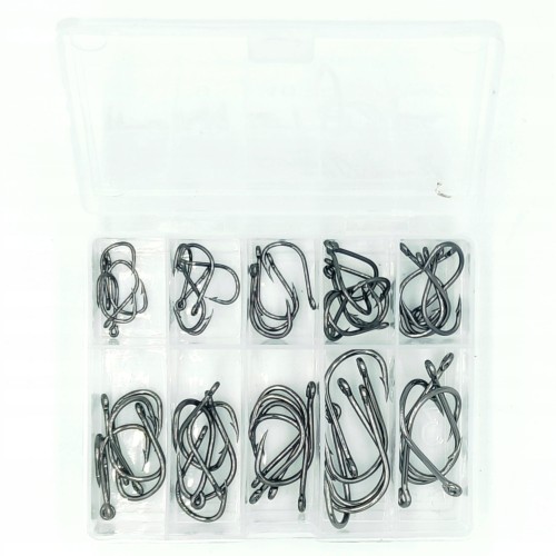 ZESTAW HACZYKÓW CZARNE 50 SZTUK 10 ROZMIARÓW