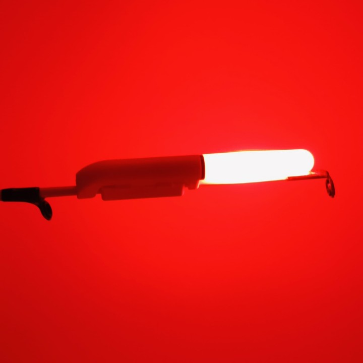 ŚWIETLIK ELEKTRONICZNY LED NA SZCZYTÓWKĘ FEEDER + BATERIA CZERWONY