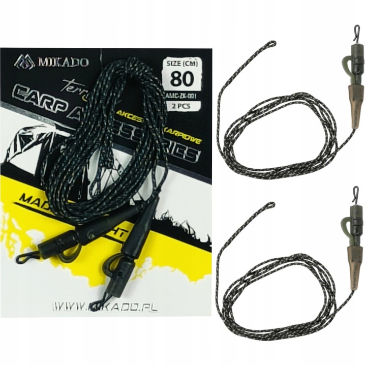 2x PRZYPON MIKADO LEADCORE BEZPIECZNY KLIPS 80CM DO SZYBKIEJ WYMIANY