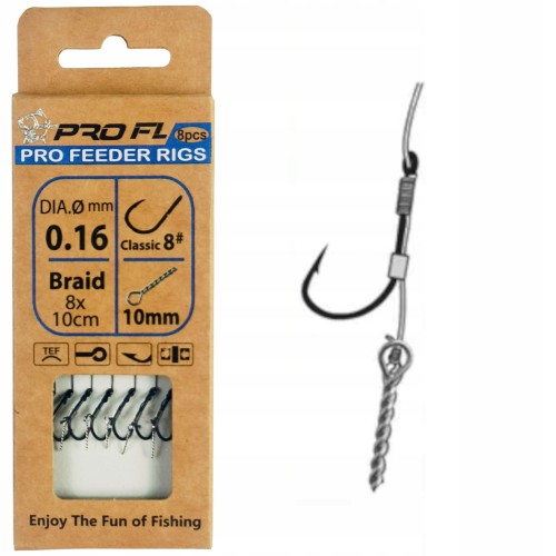 8x PRZYPON METHOD FEEDER PLECIONKA Z WKRĘTEM HAK No8 - 8 SZTUK