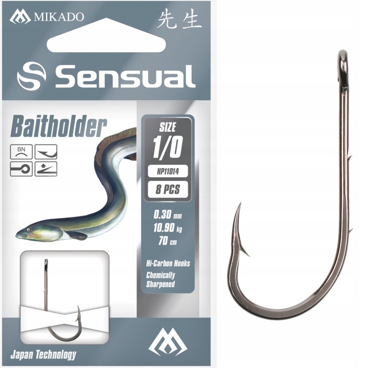 8x HACZYK Z PRZYPONEM BN 1/0 MIKADO BAITHOLDER 8 SZTUK 1/0